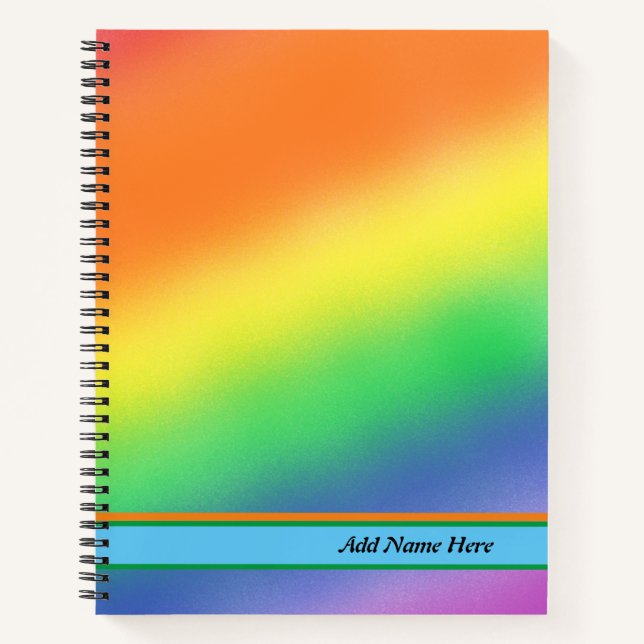 Trendy Rainbow Colorful Customizable Name  Notebook (Front)