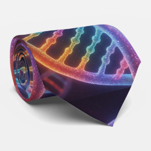 Trendy Rainbow Double Helix DNA Necktie 