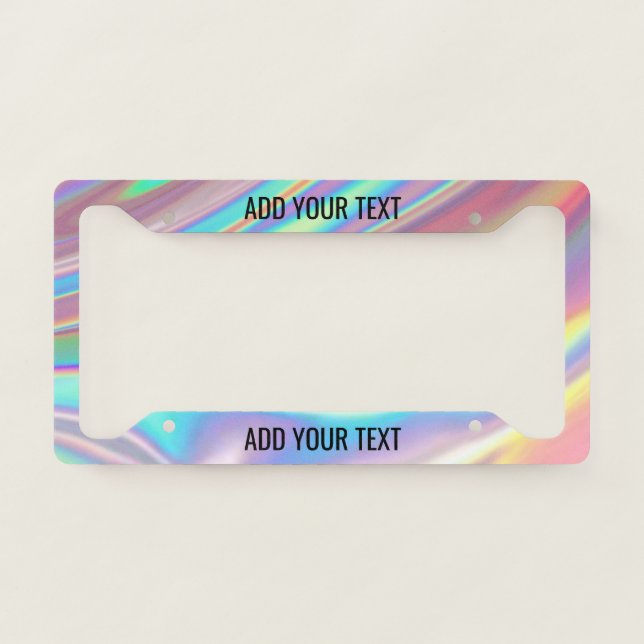 Trendy Rainbow Faux Holographic License Plate Frame (Front)