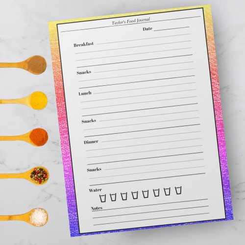 Trendy Rainbow Food Journal Easy Daily Meal Diary Notepad