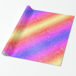 Trendy Rainbow Glitter Wrapping Paper