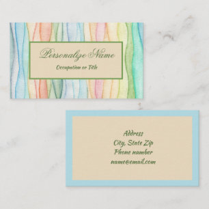 Trendy Rainbow Pastel Colors Soft Blue Border Business Card