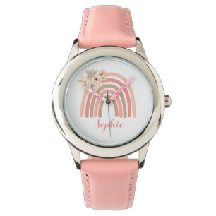 Trendy Rainbow Pink Dried Boho Flowers Watch