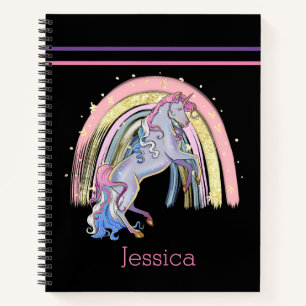 Trendy Rainbow Unicorn Pink Purple  Notebook