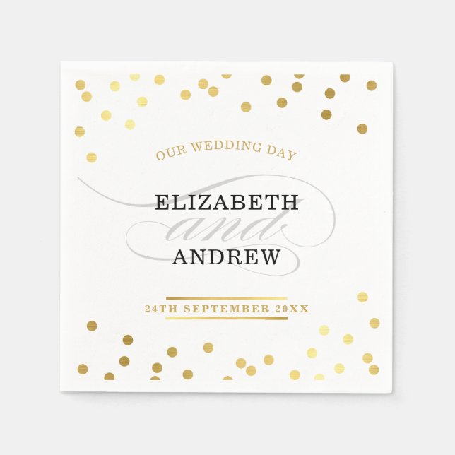 TRENDY RECEPTION chic minimalist gold confetti Paper Napkins (Front)