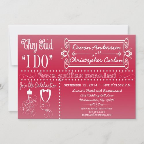 Trendy Reception Only Chalkboard Invitation
