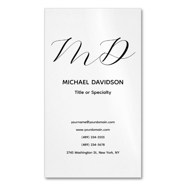 Trendy Recommended Minimalist Modern Plain Business Card Magnet (Front Vertical)