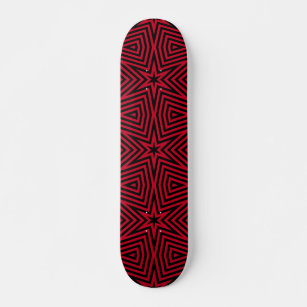 Trendy Red and Black Star Pattern Skateboard