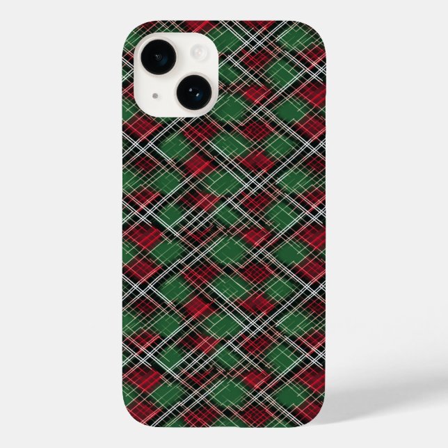 Trendy Red and Green Christmas Plaid Pattern Case-Mate iPhone Case (Back)