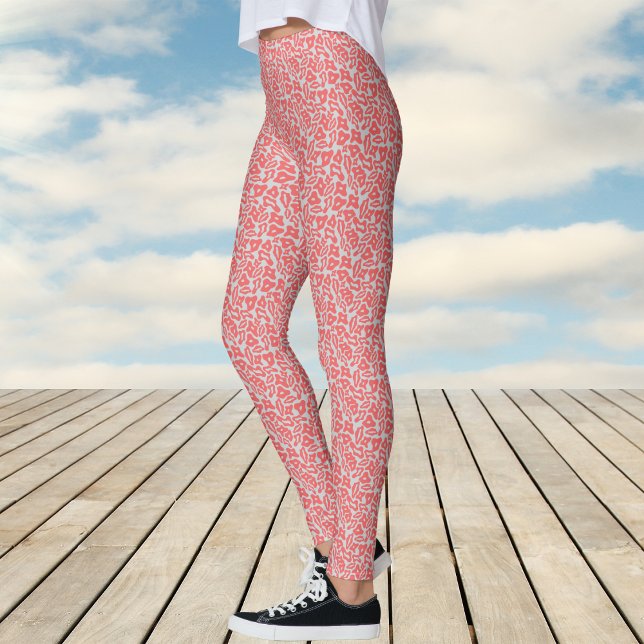 Trendy Red and Light Gray Pattern Leggings (Trendy Red and Light Gray Pattern Leggings)