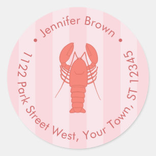 Trendy Red And Pink Lobster Bridal Shower Classic Round Sticker