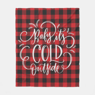 Trendy Red Black Buffalo Plaid Christmas Holiday Fleece Blanket
