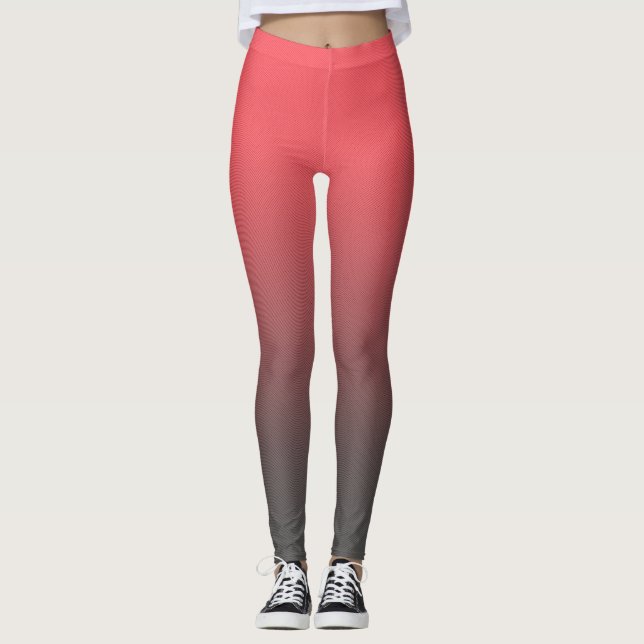 Trendy Red Black Gradient Leggings (Front)