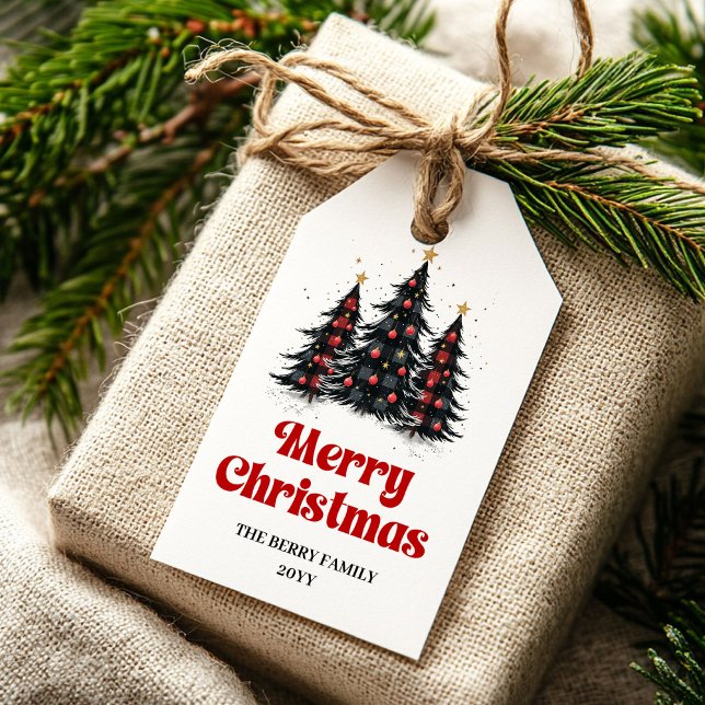 Trendy red black plaid gift tag custom Christmas   (Trendy red black plaid gift tag custom Christmas joy

)