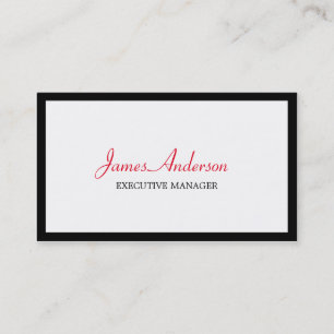 Trendy Red Black Stripe White Executive Manager Business Card