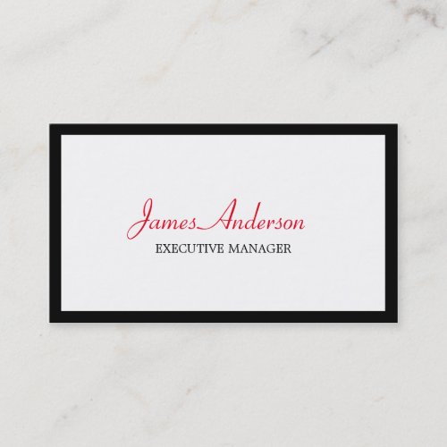 Trendy Red Black Stripe White Executive Manager Business Card