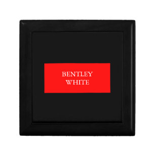 Trendy Red Black Stylish Simple Plain Your Name Gift Box