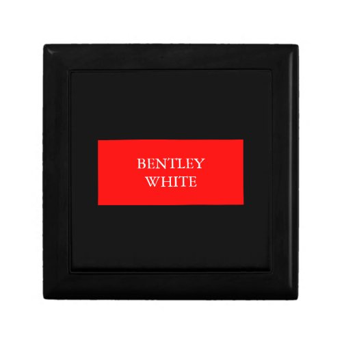 Trendy Red Black Stylish Simple Plain Your Name Gift Box