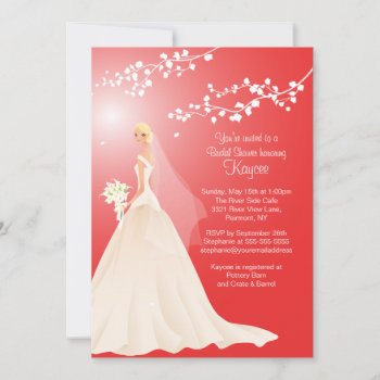 Trendy Red Blonde  Bride Bridal Shower Invite by celebrateitweddings at Zazzle