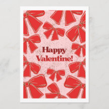 Trendy Red Bows Pattern Valentine’s Day Greeting