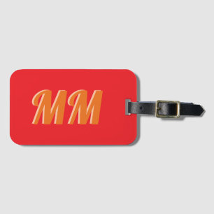 Trendy Red Bright Modern Monogram Initial Luggage Tag
