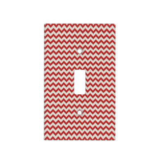 Trendy Red Chevron Zigzag Stripes Light Switch Cover