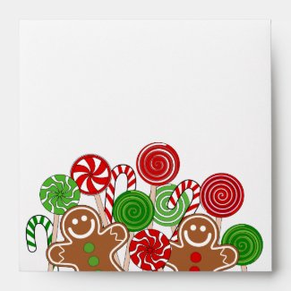Trendy red Christmas gingerbreads Envelope
