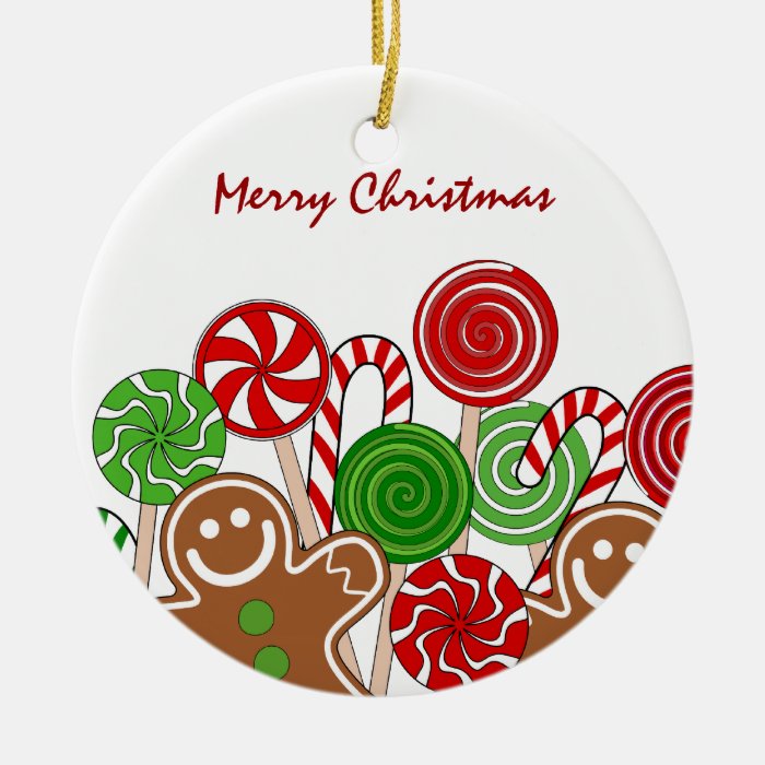 Trendy red Christmas gingerbreads Ornament