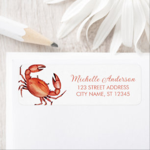 Trendy Red Crab Nautical Return Address Label