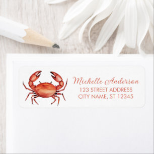 Trendy Red Crab Nautical Return Address Label