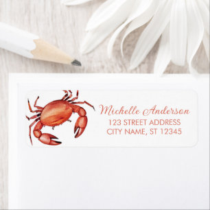 Trendy Red Crab Nautical Return Address Label