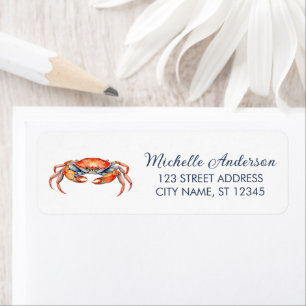 Trendy Red Crab Nautical Return Address Label