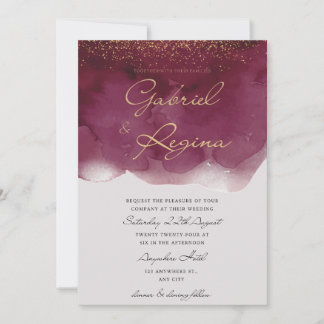 Trendy red elegant | watercolor classic invitation