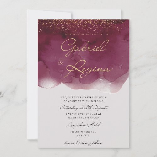 Trendy red elegant  watercolor classic invitation