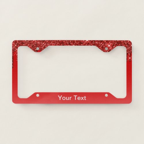 Trendy Red Glitter Drips License Plate Frame