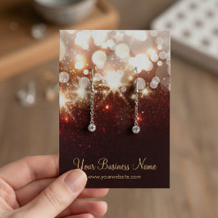 Trendy Red Glitter Sparkle Earring Cards
