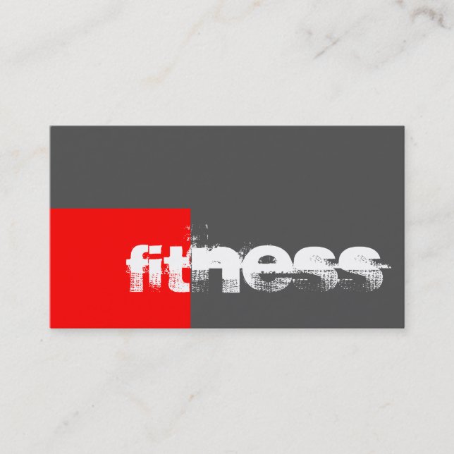 Trendy Red Gray Fitness Sport Business Card (Front)