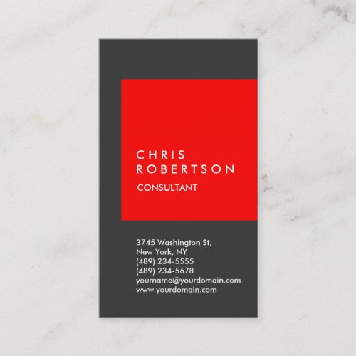 Trendy Red Gray Stripe Consultant Business Card