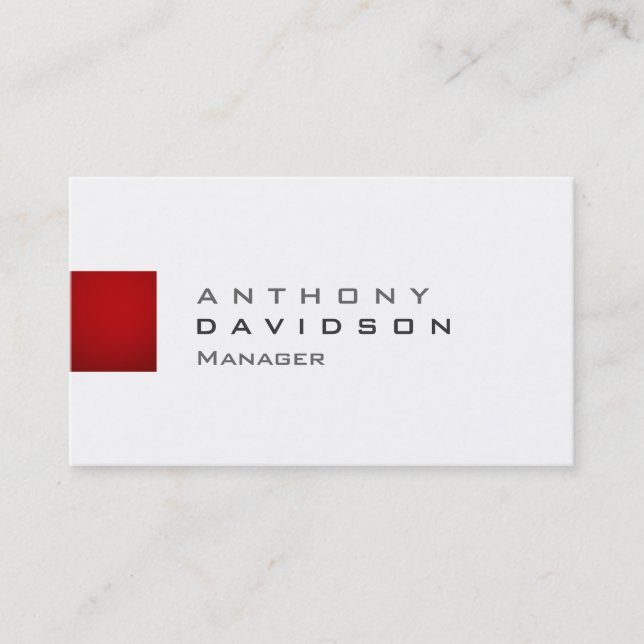Trendy Red Gray White Contemporary Business Card (Front)