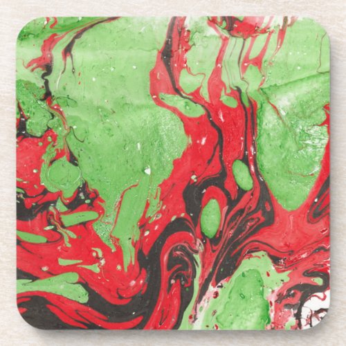 Trendy Red Green Abstract Modern Template Beverage Coaster