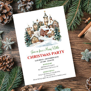 Trendy red green Christmas scene festive Invitation