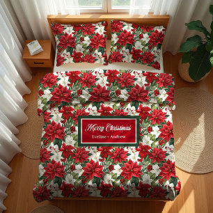Trendy Red Green Duvet Elegant Holiday Decor Cover