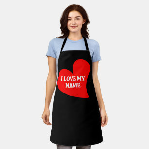 TRENDY RED HEART I LOVE MY ROMANTIC VALENTINE APRON