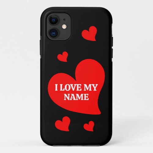 TRENDY RED HEART I LOVE MY ROMANTIC VALENTINE   iPhone 11 CASE