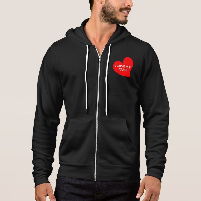 TRENDY RED HEART I LOVE MY ROMANTIC VALENTINE  HOODIE (Front)