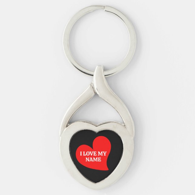 TRENDY RED HEART I LOVE MY ROMANTIC VALENTINE   KEYCHAIN (Front)