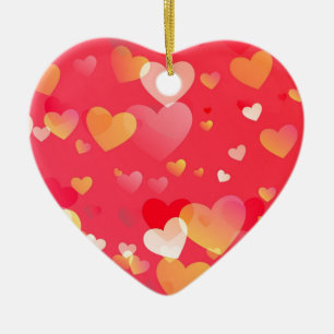 Trendy Red Heart Pattern Ceramic Ornament