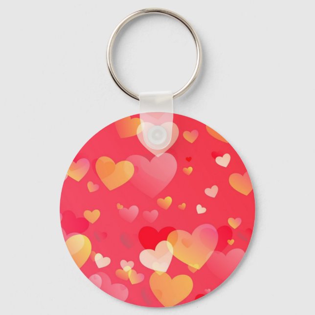 Trendy Red Heart Pattern Keychain (Front)