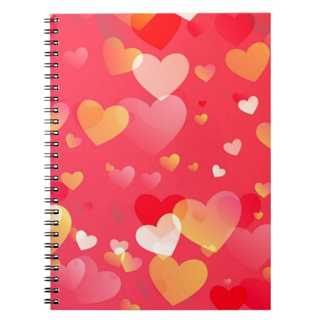 Trendy Red Heart Pattern Notebook (Front)