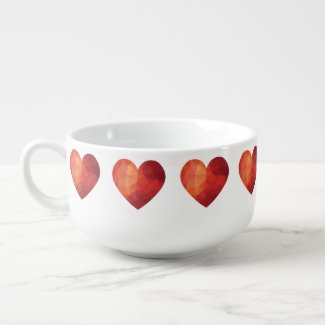 Trendy red hearts valentine soup mug